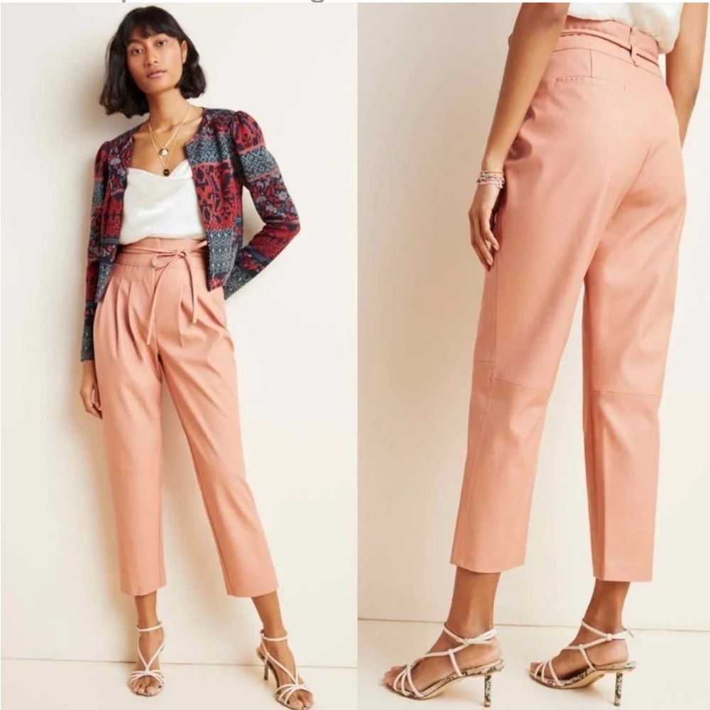 NEW Anthropologie Tan Trousers High-Waisted Straight-Leg